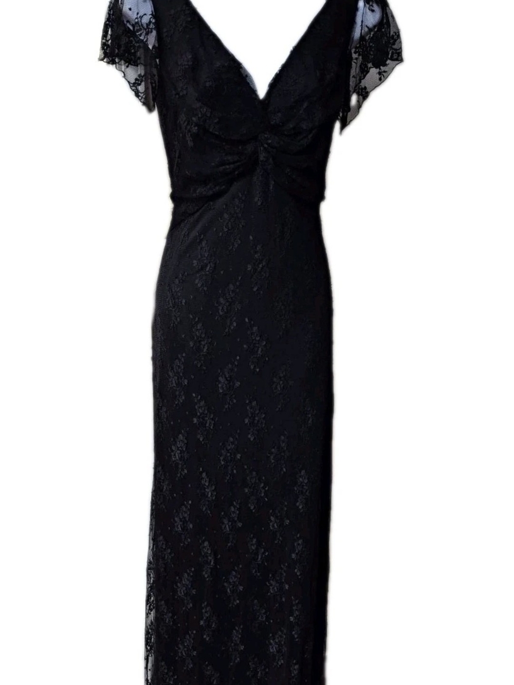 Watters & Watters Vintage Black Lace Maxi Dress.